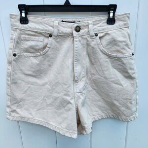 Nasty Gal Organic Denim High Waisted Mom Shorts Cream Beige Size 8
